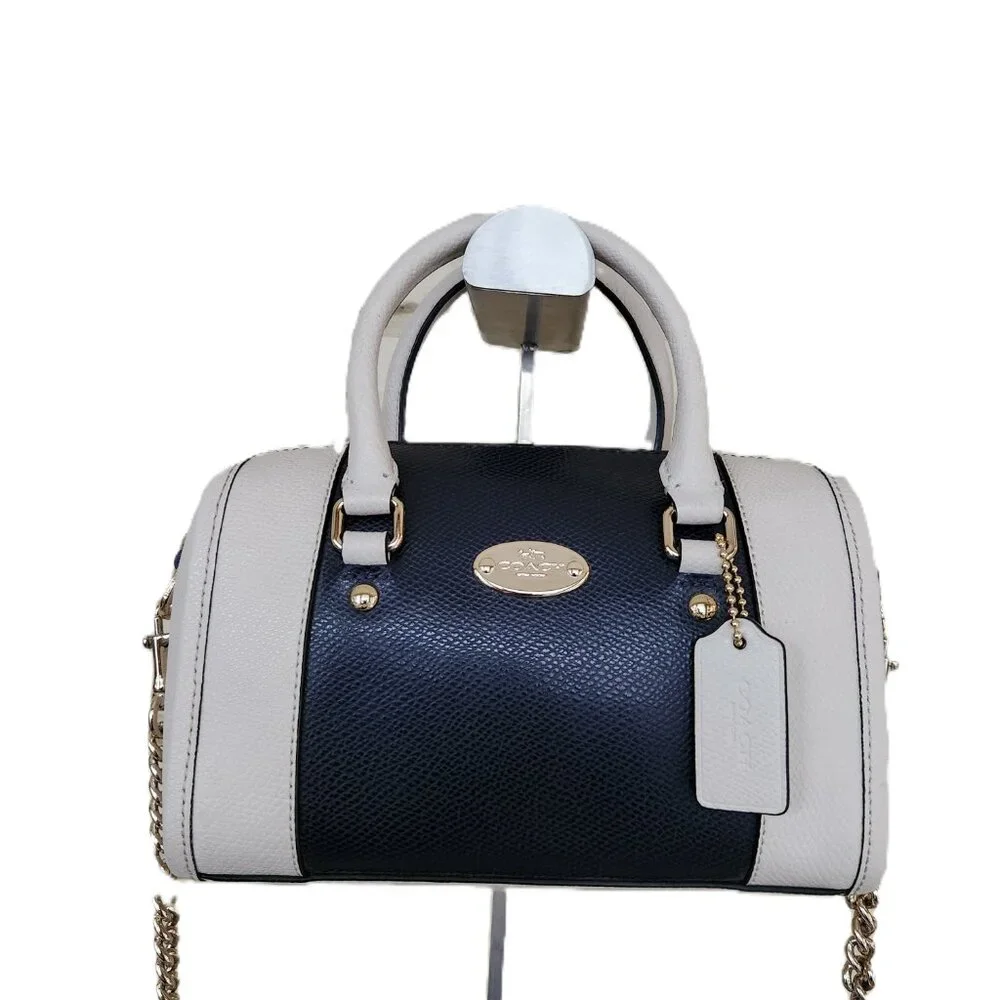 New Coach Mini Bennett Midnight & White Crossbody Bag Satchel Purse